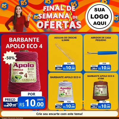 Modelo de Rede Social para Feed Facebook com o tema Final de Semana de Ofertas para Armarinho e Aviamentos