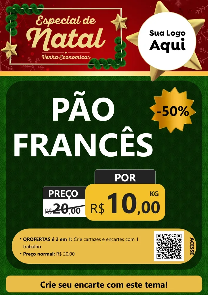 Modelo de Cartaz para Cartaz A4 Vertical com o tema Especial de Natal para Padaria