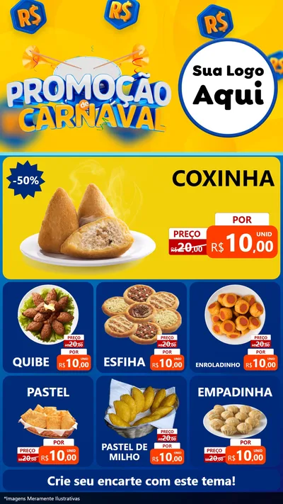 Modelo de Rede Social para Stories com o tema Promoção de Carnaval para Salgadaria
