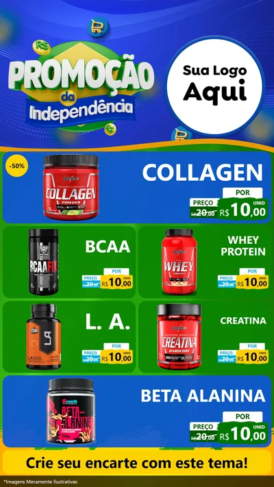 Modelo de TV para TV Vertical com o tema Promoção da Independência para Suplementos alimentares
