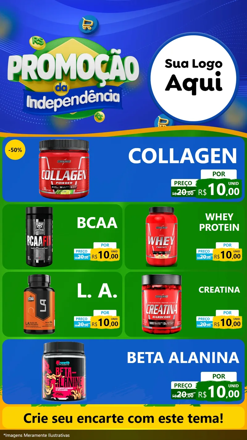 Modelo de TV para TV Vertical com o tema Promoção da Independência para Suplementos alimentares