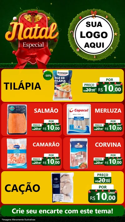 Modelo de TV para TV Vertical com o tema Natal Especial para Peixaria