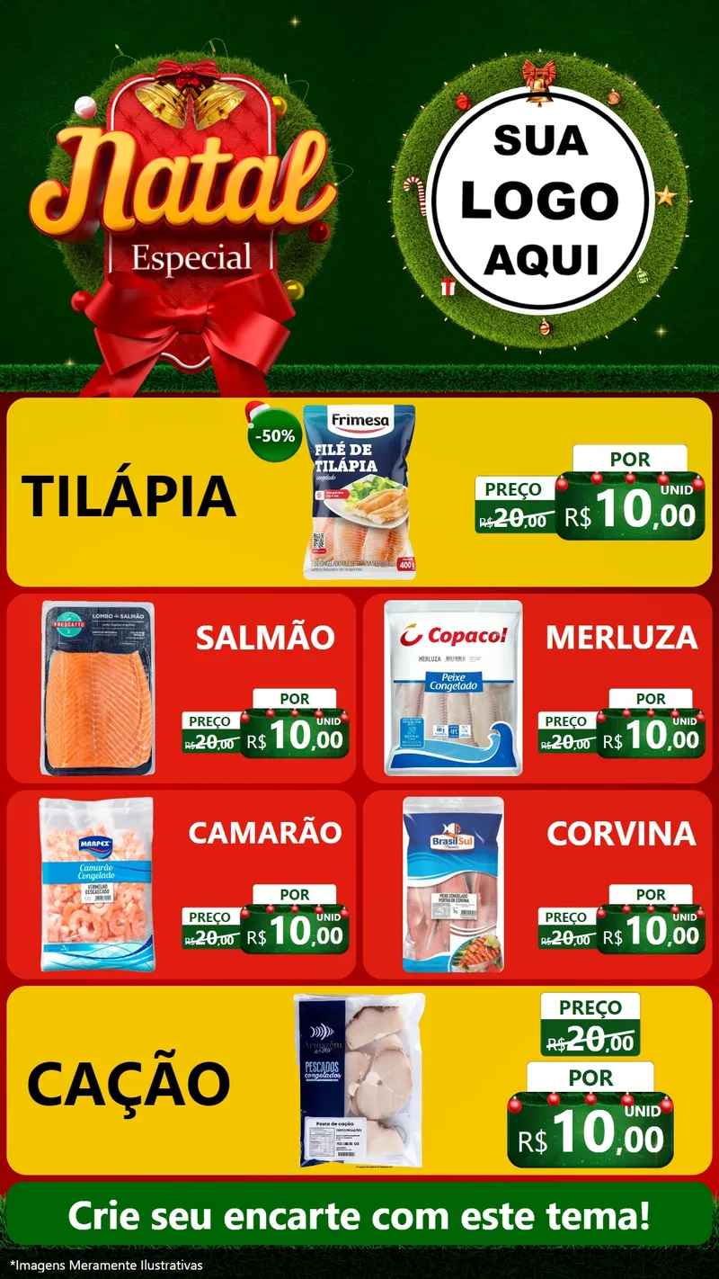 Modelo de TV para TV Vertical com o tema Natal Especial para Peixaria