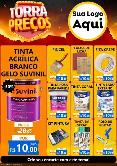 Modelo de Encarte para Encarte A4 Vertical com o tema Torra Preços para Tintas e Ferramentas