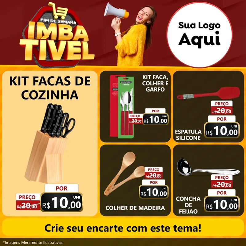 Modelo de Rede Social para Feed Facebook com o tema Fim de Semana Imbatível para Utilidades Domésticas