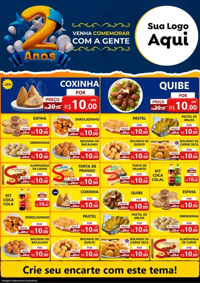 Modelo de Encarte para Encarte A4 Vertical com o tema Aniversário de 2 anos para Salgadaria