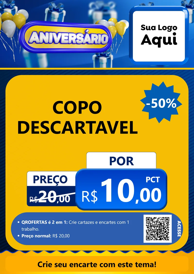 Modelo de Cartaz para Cartaz A4 Vertical com o tema Aniversário para Embalagens
