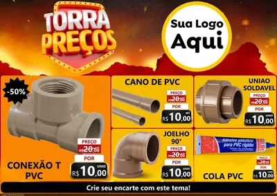 Modelo de Encarte para Encarte A4 Horizontal com o tema Torra Preços para Tubos e conexões