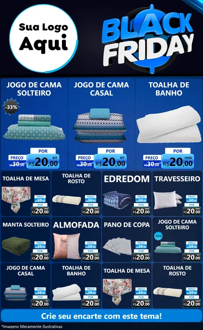 Modelo de Encarte para Encarte Grande com o tema Black Friday para Cama, Mesa e Banho