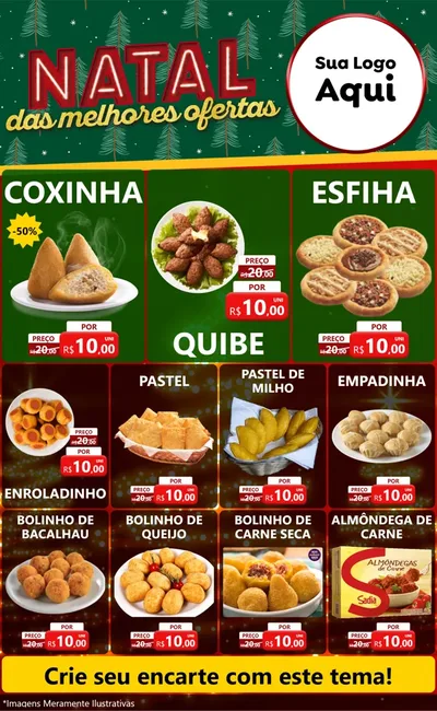 Modelo de Encarte para Encarte Grande com o tema Natal das Melhores Ofertas para Salgadaria