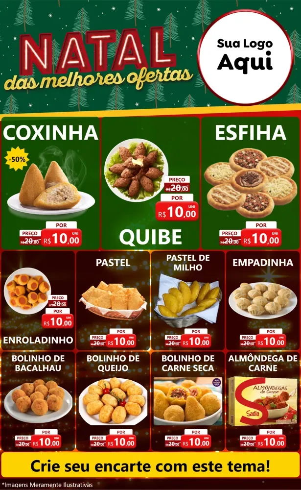 Modelo de Encarte para Encarte Grande com o tema Natal das Melhores Ofertas para Salgadaria