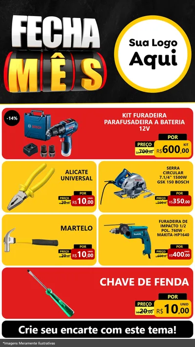 Modelo de TV para TV Vertical com o tema Fecha Mês para Maquinas e Ferramentas