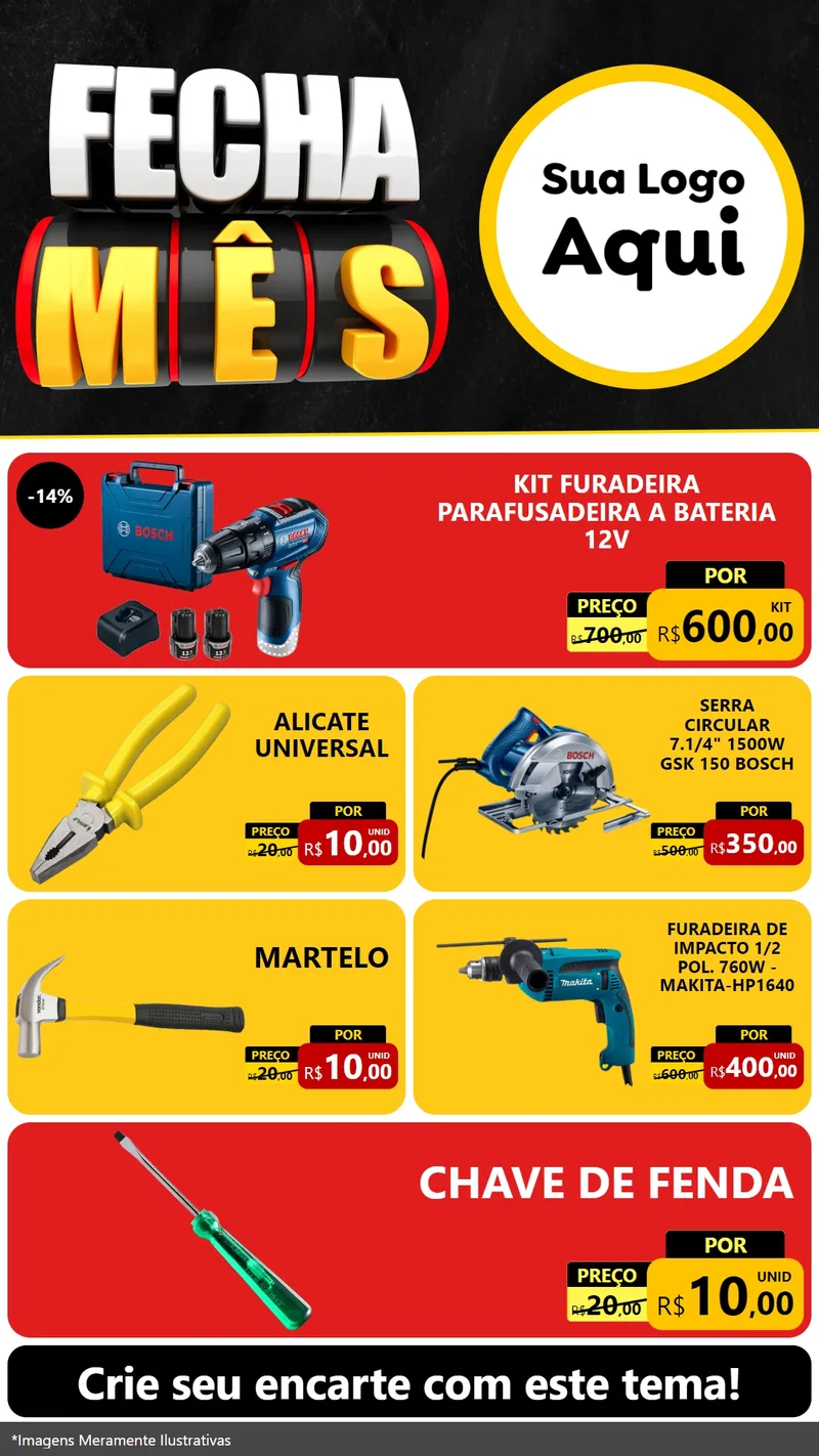 Modelo de TV para TV Vertical com o tema Fecha Mês para Maquinas e Ferramentas