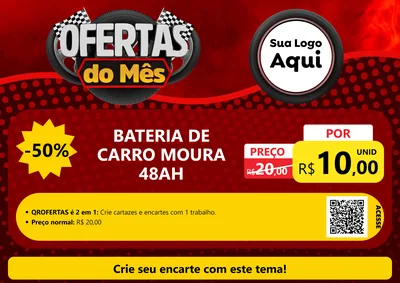 Modelo de Cartaz para Cartaz A4 Horizontal com o tema Ofertas do Mês - Autopeças para Baterias Elétricas