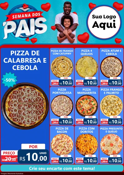 Modelo de Encarte para Encarte A4 Vertical com o tema Semana Dos Pais para Pizzaria