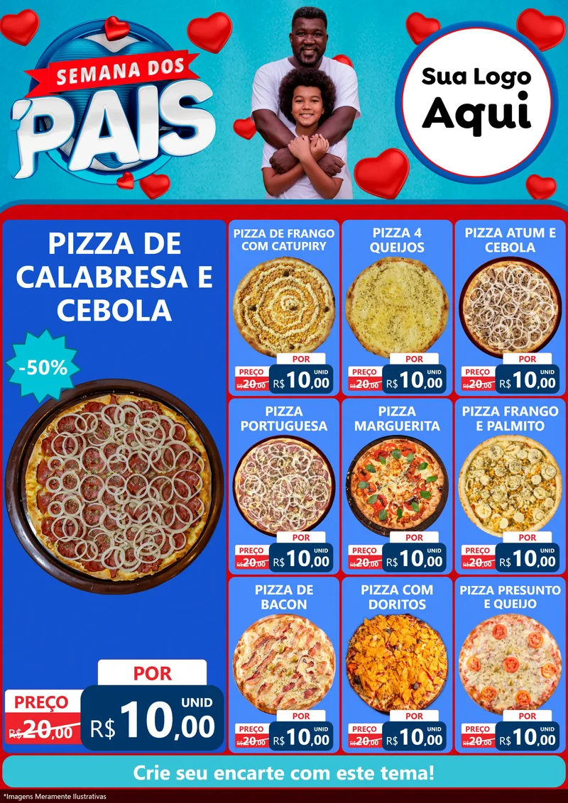 Modelo de Encarte para Encarte A4 Vertical com o tema Semana Dos Pais para Pizzaria