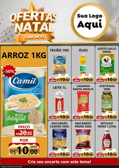 Modelo de Encarte para Encarte A4 Vertical com o tema Ofertas De Natal E Ano Novo para Supermercado