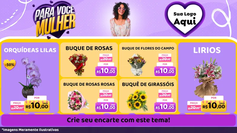 Modelo de TV para TV Horizontal com o tema Para Você, Mulher para Floricultura e jardim
