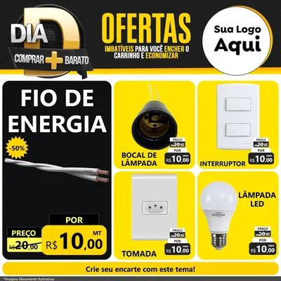 Modelo de Rede Social para Feed Facebook com o tema Dia D Mais Economia para Materiais Elétricos