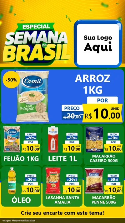 Modelo de Rede Social para Stories com o tema Especial Semana do Brasil para Supermercado