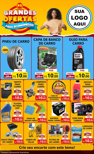 Modelo de Encarte para Encarte Grande com o tema Grandes Ofertas Para Economizar! para Auto peças