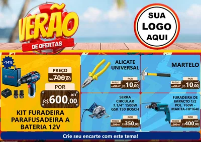 Modelo de Encarte para Encarte A4 Horizontal com o tema Verão de Ofertas para Maquinas e Ferramentas