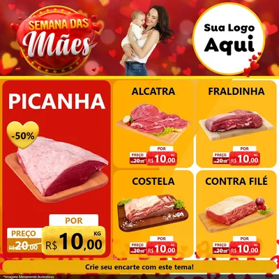 Modelo de Rede Social para Feed Facebook com o tema Semana das Mães para Açougue