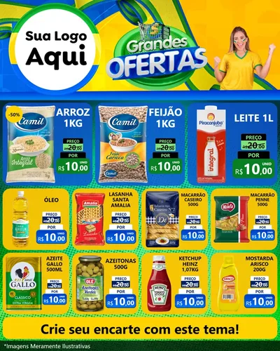 Modelo de Rede Social para Feed Instagram com o tema Grandes Ofertas para Supermercado