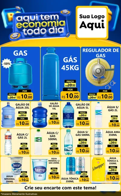 Modelo de Encarte para Encarte Grande com o tema Aqui Tem Economia Todo Dia para Água e gás