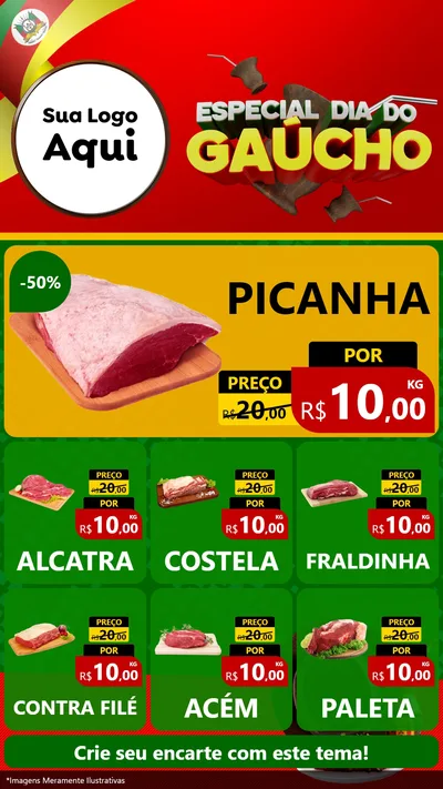 Modelo de Rede Social para Stories com o tema Especial Dia do Gaúcho para Açougue