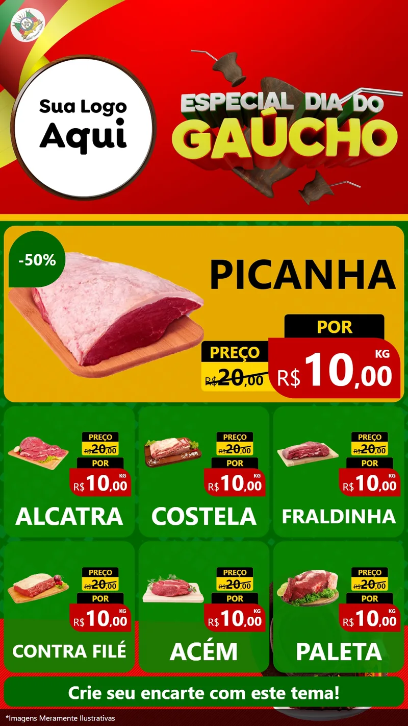 Modelo de Rede Social para Stories com o tema Especial Dia do Gaúcho para Açougue