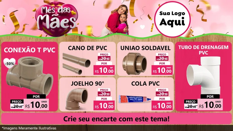 Modelo de TV para TV Horizontal com o tema Mês das Mães para Tubos e conexões