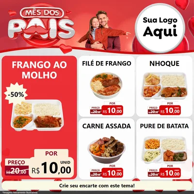 Modelo de Rede Social para Feed Facebook com o tema Mês dos Pais para Restaurante
