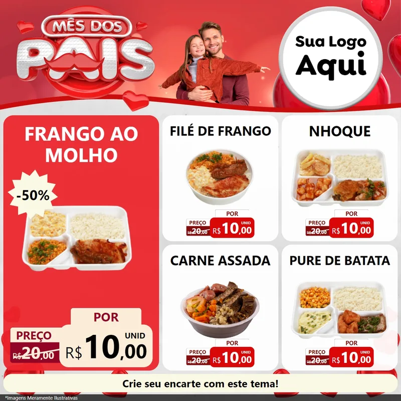 Modelo de Rede Social para Feed Facebook com o tema Mês dos Pais para Restaurante