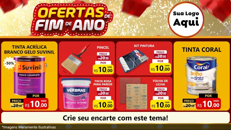 Modelo de TV para TV Horizontal com o tema Ofertas de Fim de Ano para Tintas e Ferramentas
