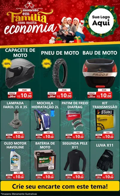 Modelo de Encarte para Encarte Grande com o tema Momento em Família (Natal) para Moto peças