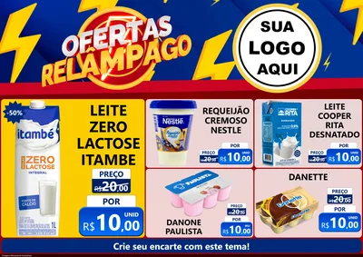 Modelo de Encarte para Encarte A4 Horizontal com o tema Ofertas Relâmpago para Frios e Laticínios