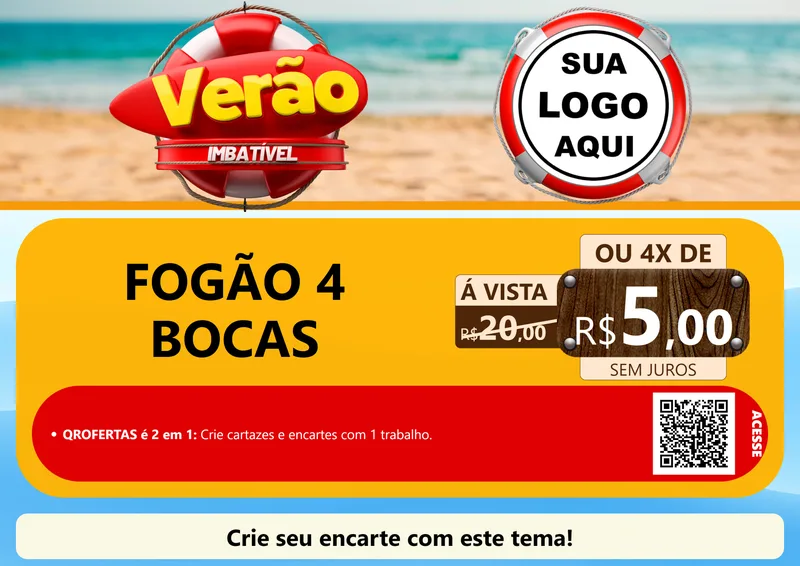 Modelo de Cartaz para Cartaz A4 Horizontal com o tema Verão Imbatível para Móveis e Eletro