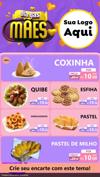 Modelo de TV para TV Vertical com o tema Dia das Mães para Salgadaria