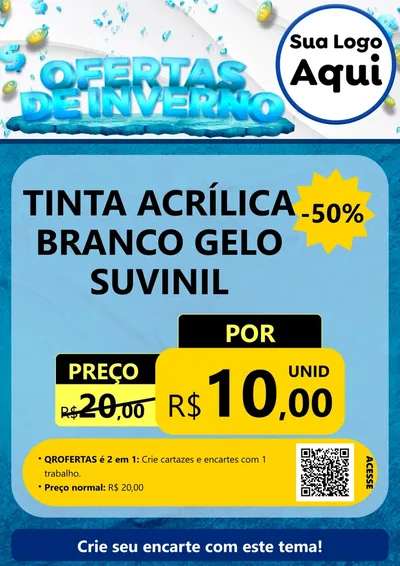 Modelo de Cartaz para Cartaz A4 Vertical com o tema Ofertas de Inverno para Tintas e Ferramentas