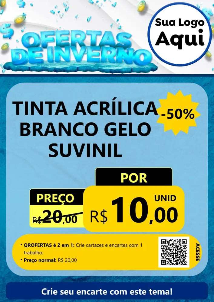 Modelo de Cartaz para Cartaz A4 Vertical com o tema Ofertas de Inverno para Tintas e Ferramentas