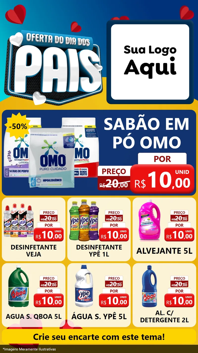 Modelo de Rede Social para Stories com o tema Oferta Do Dia Dos Pais para Produtos de Limpeza