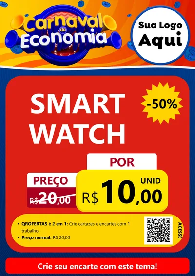 Modelo de Cartaz para Cartaz A4 Vertical com o tema Carnaval da Economia para Informática