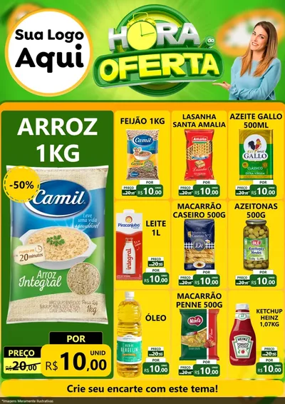 Modelo de Encarte para Encarte A4 Vertical com o tema Hora da Oferta para Supermercado