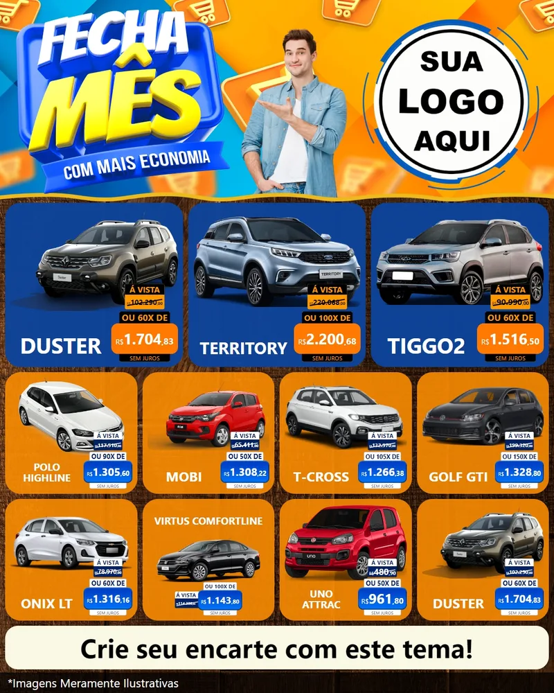 Modelo de Rede Social para Feed Instagram com o tema Fecha Mês Com Mais Economia para Concessionaria de Carros