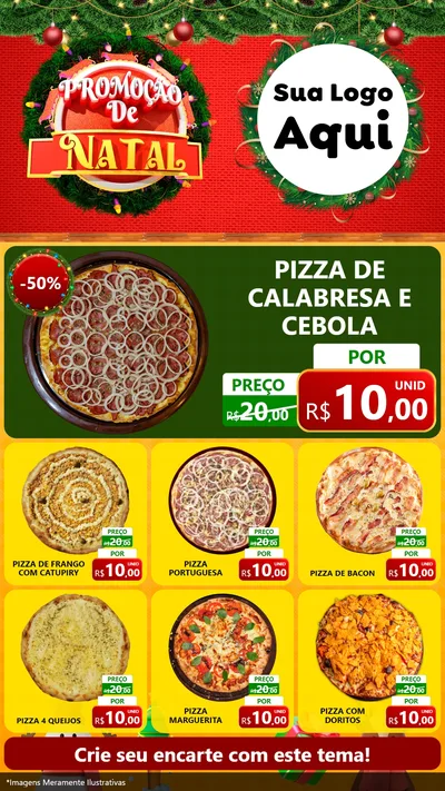 Modelo de Rede Social para Stories com o tema Promoção de Natal para Pizzaria