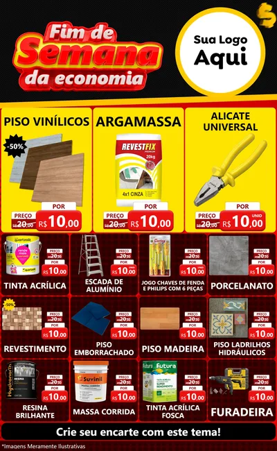 Modelo de Encarte para Encarte Grande com o tema Fim de Semana da Economia para Material para Construção