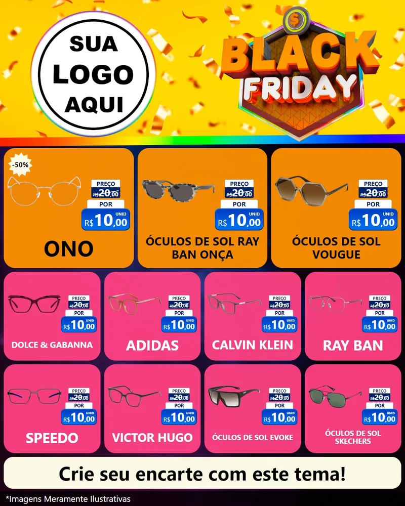 Modelo de Rede Social para Feed Instagram com o tema Black Friday para Óticas