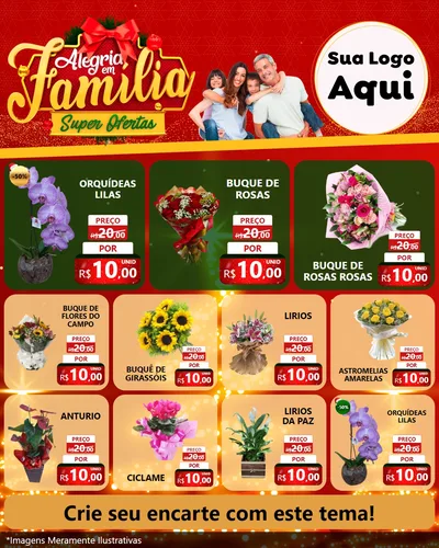 Modelo de Rede Social para Feed Instagram com o tema Alegria em Família Super Ofertas - Natal para Floricultura e jardim