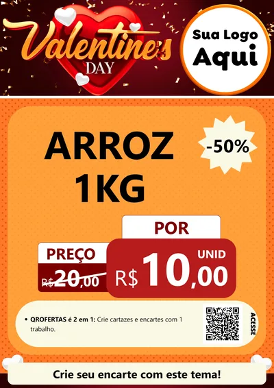 Modelo de Cartaz para Cartaz A4 Vertical com o tema Valentine's Day para Supermercado
